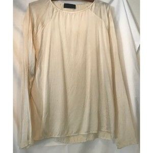 Nili Lotan Raglan Sleeve 100% Silk Oversized Cream Peasant Blouse - flawed